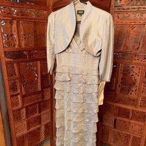 Adrianna Papell Shutter Pleat Floor Length Gown